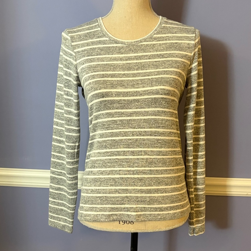 Banana Republic Gray Striped Long Sleeve Top